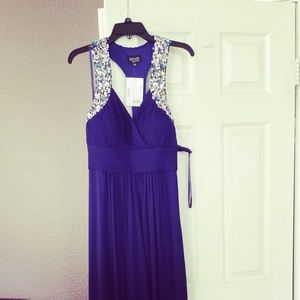 Macy’s Navy Blue Purple Prom Gown Size 10.